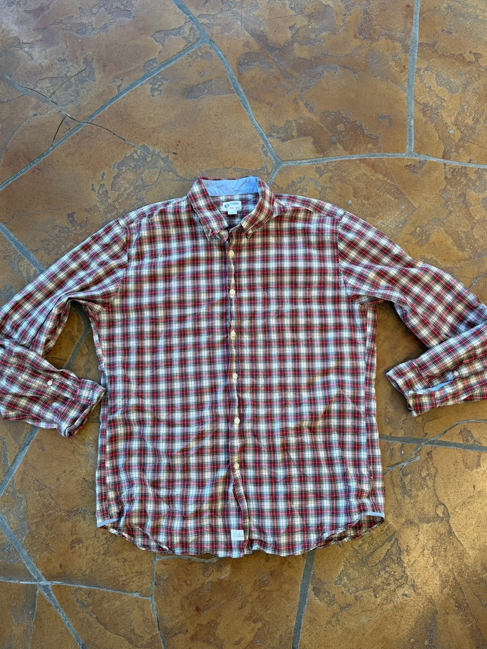 Vintage 2000s J. Crew Red Plaid Button Down Shirt Long Sleeve - L